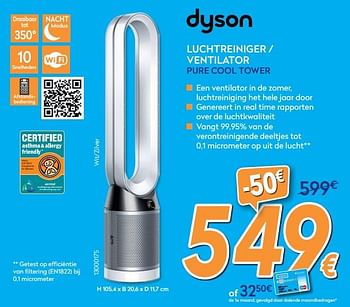 Promoties Dyson luchtreiniger - ventilator pure cool tower - Dyson - Geldig van 27/05/2020 tot 30/06/2020 bij Krefel