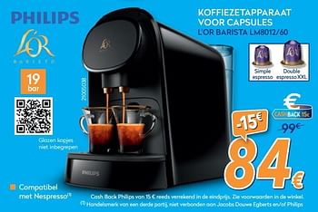 Promoties Philips koffiezetapparaat voor capsules l`or barista lm8012-60 - Philips - Geldig van 27/05/2020 tot 30/06/2020 bij Krefel