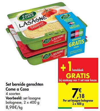 Promoties Set lasagne bolognese - Come a Casa - Geldig van 27/05/2020 tot 08/06/2020 bij Carrefour