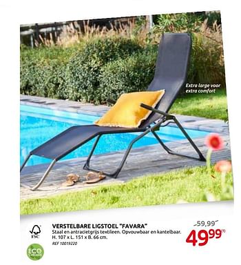 Promoties Verstelbare ligstoel favara - Huismerk - BricoPlanit - Geldig van 03/06/2020 tot 15/06/2020 bij BricoPlanit