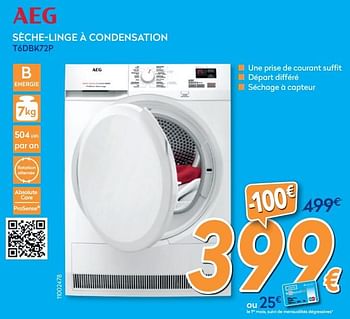 Promotions Aeg sèche-linge à condensation t6dbk72p - AEG - Valide de 27/05/2020 à 30/06/2020 chez Krefel