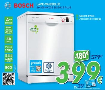 Promotions Bosch lave-vaisselle sms25aw03e silence plus - Bosch - Valide de 27/05/2020 à 30/06/2020 chez Krefel