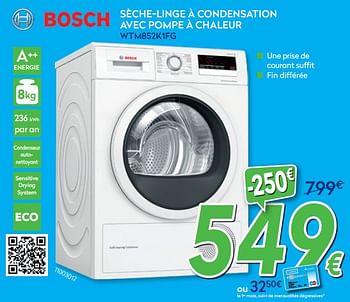 Promoties Bosch sèche-linge à condensation avec pompe à chaleur wtm852k1fg - Bosch - Geldig van 27/05/2020 tot 30/06/2020 bij Krefel