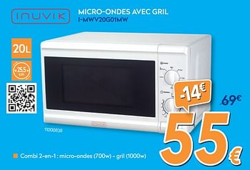 Promotions Inuvik micro-ondes avec gril i-mwv20g01mw - Inuvik - Valide de 27/05/2020 à 30/06/2020 chez Krefel