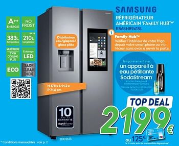 Promotions Samsung réfrigérateur américain `family hub` rs68n8941sl - Samsung - Valide de 27/05/2020 à 30/06/2020 chez Krefel