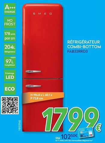 Promotions Smeg réfrigérateur combi-bottom fab32rrd3 - Smeg - Valide de 27/05/2020 à 30/06/2020 chez Krefel