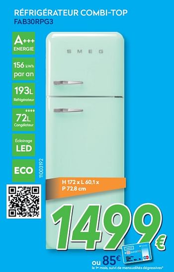 Promotions Smeg réfrigérateur combi-top fab30rpg3 - Smeg - Valide de 27/05/2020 à 30/06/2020 chez Krefel