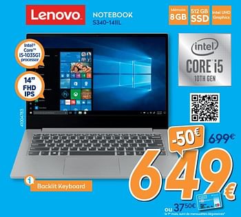 Promotions Lenovo notebook s340-14iil - Lenovo - Valide de 27/05/2020 à 30/06/2020 chez Krefel