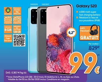 Promotions Samsung galaxy s20 - Samsung - Valide de 27/05/2020 à 30/06/2020 chez Krefel