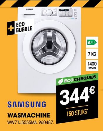 Promotions Samsung wasmachine ww71j5555ma - Samsung - Valide de 27/05/2020 à 13/06/2020 chez Electro Depot
