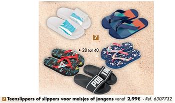 Promoties Teenslippers of slippers voor meisjes of jongens - Huismerk - Carrefour  - Geldig van 27/05/2020 tot 08/06/2020 bij Carrefour