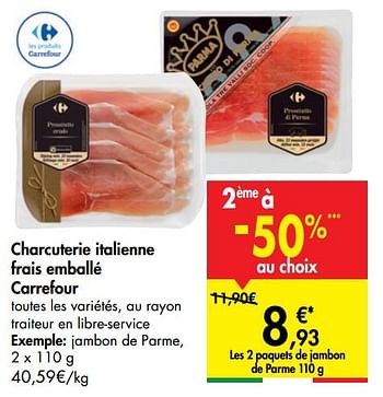 Promotions Jambon de parme - Produit maison - Carrefour  - Valide de 27/05/2020 à 02/06/2020 chez Carrefour