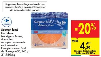 Promotions Saumon fumé de norvège asc - Produit maison - Carrefour  - Valide de 27/05/2020 à 02/06/2020 chez Carrefour