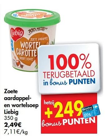 Promoties Zoete aardappelen wortelsoep liebig - Liebig - Geldig van 27/05/2020 tot 02/06/2020 bij Carrefour