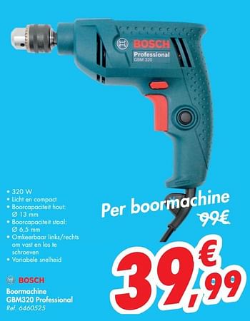 Promoties Bosch boormachine gbm320 professional - Bosch - Geldig van 27/05/2020 tot 02/06/2020 bij Carrefour