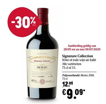 Promoties Signature collection witte of rode wijn uit italië - Rode wijnen - Geldig van 28/05/2020 tot 03/06/2020 bij Delhaize