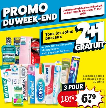 Promotions Tous tes soins buccaux brosse à dents 3d white - Produit maison - Kruidvat - Valide de 26/05/2020 à 07/06/2020 chez Kruidvat