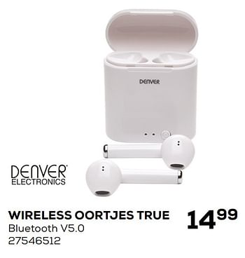 Promoties Denver electronics wireless oortjes true - Denver Electronics - Geldig van 26/05/2020 tot 30/06/2020 bij Supra Bazar