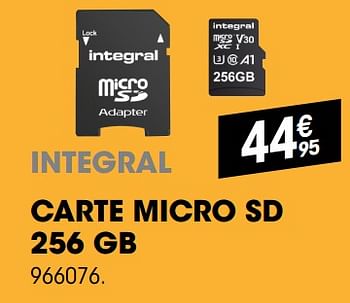 Promotions Integral carte micro sd 256 gb - Integral - Valide de 27/05/2020 à 13/06/2020 chez Electro Depot