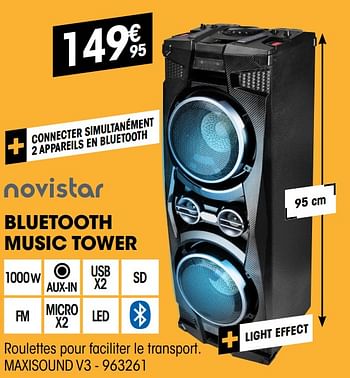 Promotions Novistar bluetooth music tower maxisound v3 - Novistar - Valide de 27/05/2020 à 13/06/2020 chez Electro Depot