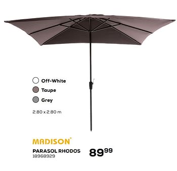 Promoties Parasol rhodos - Madison - Geldig van 26/05/2020 tot 30/06/2020 bij Supra Bazar