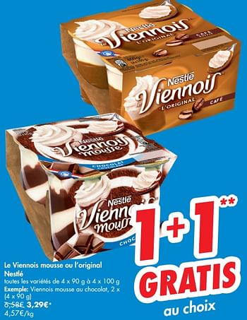 Promotions Le viennois mousse ou l`original nestlé viennois mousse au chocolat - Nestlé - Valide de 27/05/2020 à 02/06/2020 chez Carrefour