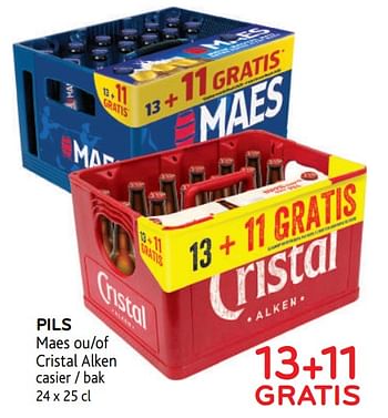 Promotions Pils maes ou cristal alken 13+11 gratis - Cristal - Valide de 03/06/2020 à 16/06/2020 chez Alvo
