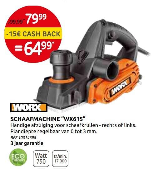 Worx Worx schaafmachine wx615 Promotie bij Brico