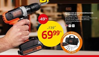 Promoties Black+decker snoerloze schroefboormachine bcd001ba10s-qw - Black & Decker - Geldig van 03/06/2020 tot 15/06/2020 bij BricoPlanit