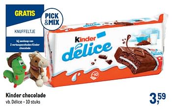 Promoties Kinder chocolade délice - Kinder - Geldig van 03/06/2020 tot 16/06/2020 bij Makro