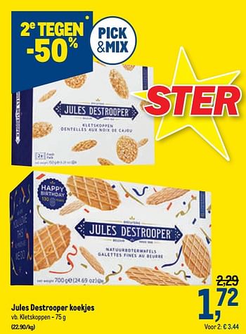 Promoties Jules destrooper koekjes kletskoppen - Jules Destrooper - Geldig van 03/06/2020 tot 16/06/2020 bij Makro