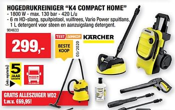 Promoties Kärcher hogedrukreiniger k4 compact home - Kärcher - Geldig van 27/05/2020 tot 07/06/2020 bij Hubo