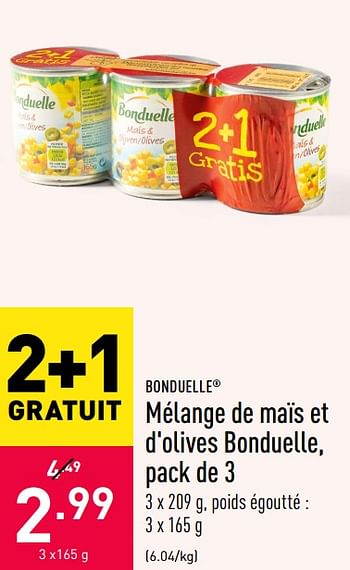Promoties Mélange de maïs et d`olives bonduelle - Bonduelle - Geldig van 02/06/2020 tot 12/06/2020 bij Aldi