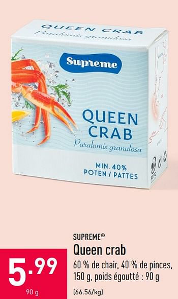 Promotions Queen crab - Produit maison - Aldi - Valide de 02/06/2020 à 12/06/2020 chez Aldi