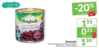 Promoties Bonduelle haricots rouges, pois chiches ou lentilles - Bonduelle - Geldig van 02/06/2020 tot 07/06/2020 bij Intermarche