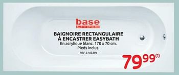 Promotions Baignoire rectangulaire à encastrer easybath - Base Line - Valide de 03/06/2020 à 15/06/2020 chez BricoPlanit