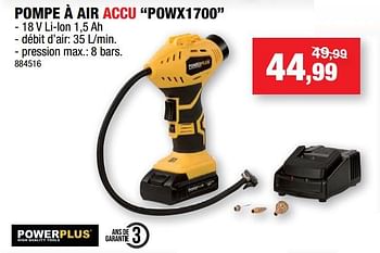 Promotions Powerplus pompe à air accu powx1700 - Powerplus - Valide de 27/05/2020 à 07/06/2020 chez Hubo