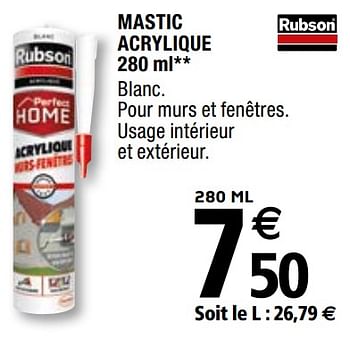 Promotions Mastic acrylique - Rubson - Valide de 29/05/2020 à 31/12/2020 chez Brico Depot