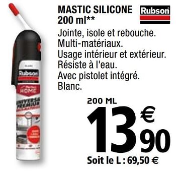 Promotions Mastic silicone - Rubson - Valide de 29/05/2020 à 31/12/2020 chez Brico Depot