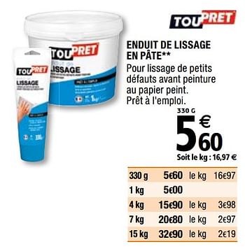 Promotions Enduit de lissage en pâte - TouPret - Valide de 29/05/2020 à 31/12/2020 chez Brico Depot