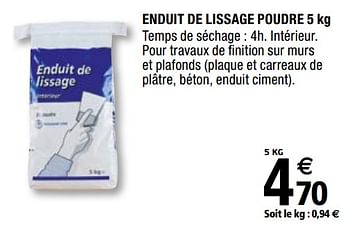 Promotions Enduit de lissage poudre - Produit Maison - Brico Depot - Valide de 29/05/2020 à 31/12/2020 chez Brico Depot