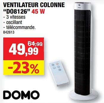 Promotions Domo ventilateur colonne do8126 - Domo elektro - Valide de 27/05/2020 à 07/06/2020 chez Hubo