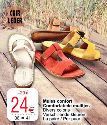 Promotions Mules confort comfortabele muiltjes - Produit maison - Cora - Valide de 02/06/2020 à 15/06/2020 chez Cora