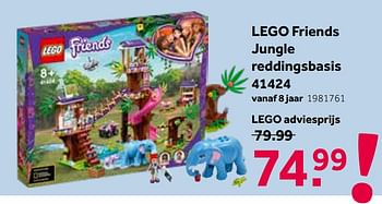 Promoties Lego friends jungle reddingsbasis 41424 - Lego - Geldig van 30/05/2020 tot 14/06/2020 bij Intertoys