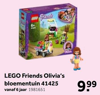 Promotions Lego friends olivia`s bloementuin 41425 - Lego - Valide de 30/05/2020 à 14/06/2020 chez Intertoys