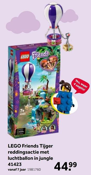 Promoties Lego friends tijger reddingsactie met luchtballon in jungle 41423 - Lego - Geldig van 30/05/2020 tot 14/06/2020 bij Intertoys