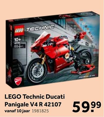 Promoties Lego technic ducati panigale v4 r 42107 - Lego - Geldig van 30/05/2020 tot 14/06/2020 bij Intertoys