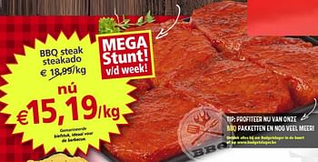 Promoties Bbq steak steakado - Huismerk - Budgetslager - Geldig van 03/06/2020 tot 09/06/2020 bij Budgetslager