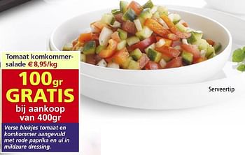 Promoties Tomaat komkommersalade - Huismerk - Budgetslager - Geldig van 03/06/2020 tot 09/06/2020 bij Budgetslager