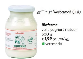 Promoties Bioferme volle yoghurt natuur - Bioferme - Geldig van 03/06/2020 tot 30/06/2020 bij Bioplanet